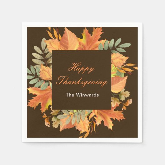 Rustic Autumn Fall Leaves Square Thanksgiving Servet (Voorkant)