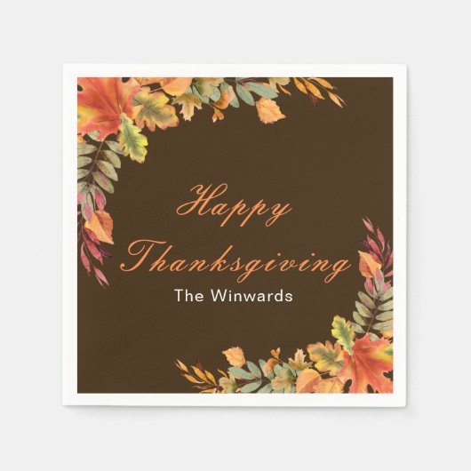 Rustic Autumn Fall Leaves Thanksgiving Party Servet (Voorkant)