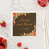 Rustic Autumn Fall Leaves Wedding Thank You Servet (Insitu)