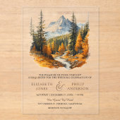 Rustic Autumn Fall Mountain Forest Wedding Acryl Uitnodigingen (Voorkant)