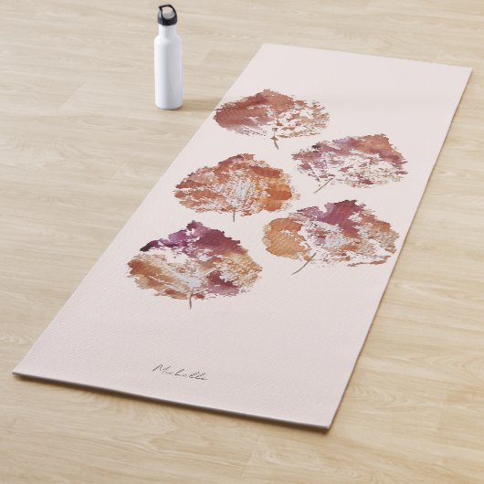Rustic Autumn Falling Leaves Watercolor Art Yogamat (In situ)