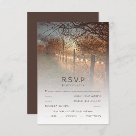 Rustic Autumn Farm Mariage de automne RSVP (Devant / Derrière)