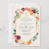 Rustic Autumn Floral Baptism Invitation Kaart (Voorkant)