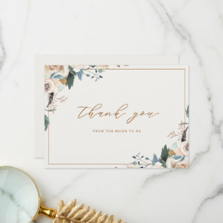 Rustic Autumn Floral Fall in Love Bridal Shower Bedankkaart