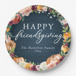 Rustic Autumn Floral Friendsgiving Papieren Bordje