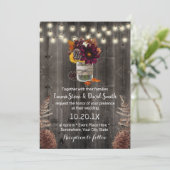 Rustic Autumn Floral Jar Barn Wood Fall Wedding Kaart (Staand voorkant)