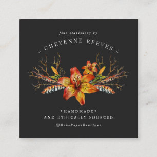 Rustic Autumn Floral   Logo Waterverf Vierkante Visitekaartje