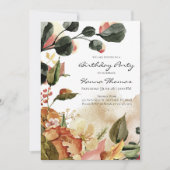 Rustic Autumn Floral Waterverf Birthday Kaart (Voorkant)