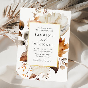Rustic Autumn Floral Wedding Folie Uitnodiging