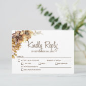 Rustic Autumn Floral Wedding RSVP Kaartje (Staand voorkant)