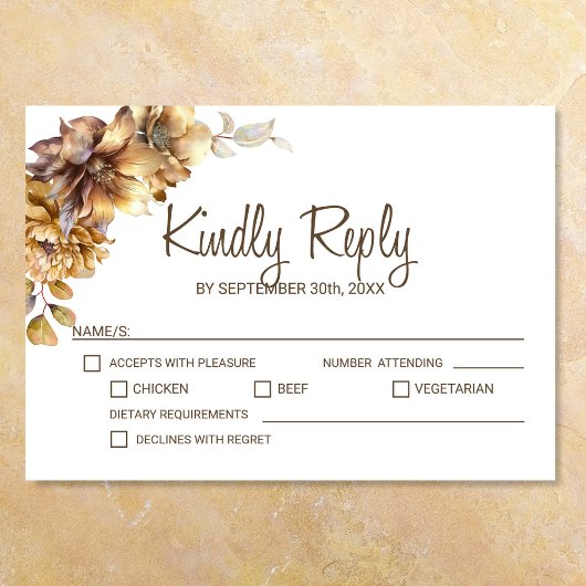 Rustic Autumn Floral Wedding RSVP Kaartje