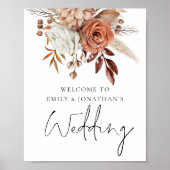 Rustic Autumn Florals Welkom bij bruiloft Poster (Voorkant)