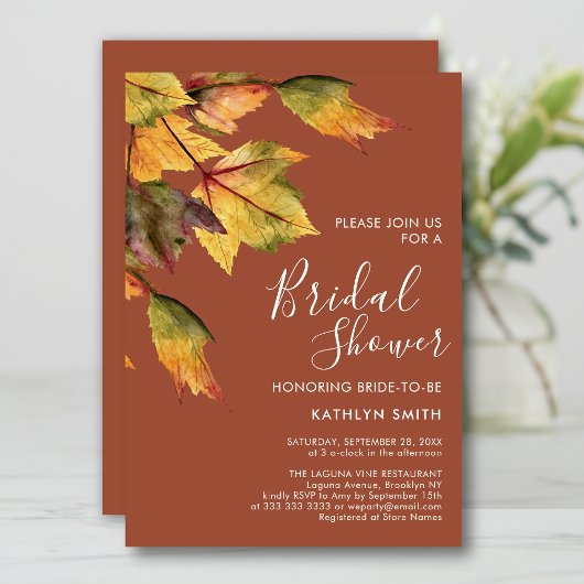Rustic Autumn Foliage Fall Wedding Vrijgezellenfee Kaart
