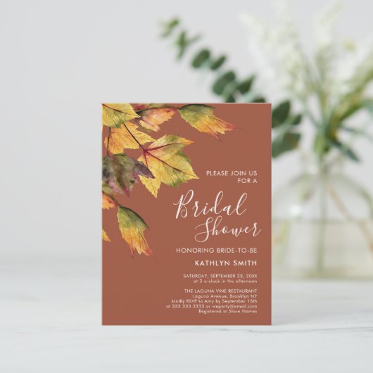 Rustic Autumn Foliage Fall Wedding Vrijgezellenfee Uitnodiging Briefkaart (Staand voorkant)