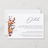 Rustic Autumn Foliage Floral Mariage Détails Carte (Devant)