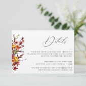 Rustic Autumn Foliage Floral Mariage Détails Carte (Debout devant)