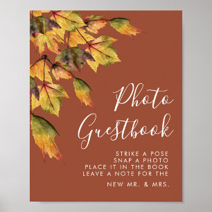 Rustic Autumn Foliage Mariage Photo Livre d'or