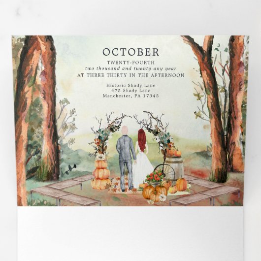 Rustic Autumn Forest | Boho Wedding Drieluik Uitnodiging (Binnenzijde eerst)