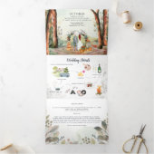 Rustic Autumn Forest | Boho Wedding Drieluik Uitnodiging (Binnen)