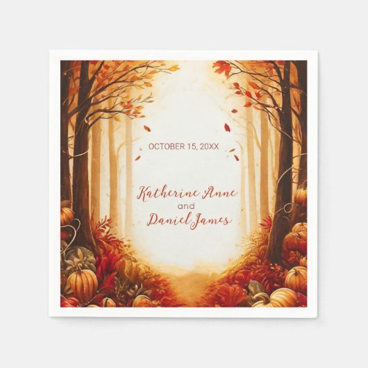 Rustic Autumn Forest Pumpkin Wedding Servet (Voorkant)