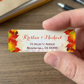 Rustic Autumn Gold Red Fall Leaves Etiket