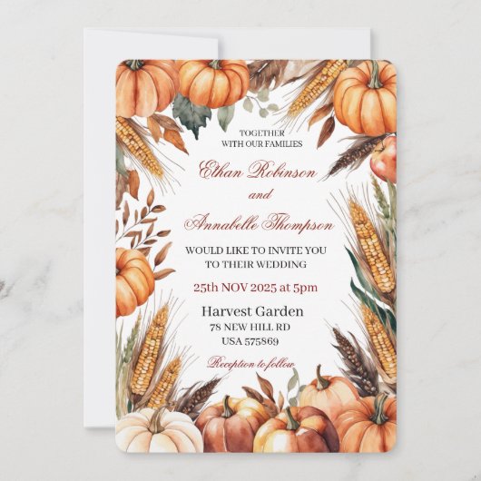 Rustic Autumn Harvest Wedding Invitation (Devant)