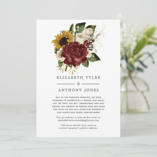 Rustic Autumn - Herfst Bloemstuk Bruiloftsgasten Aankondiging (Staand voorkant)