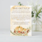 Rustic Autumn Herfst Pumpkin Details bruiloft Informatiekaartje (Staand voorkant)