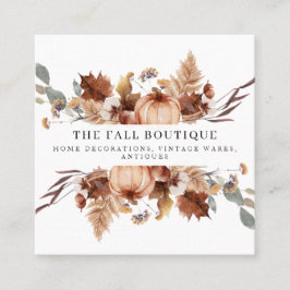 Rustic Autumn Herfst Pumpkin Floral Leaves Foliage Vierkante Visitekaartje