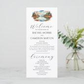 Rustic Autumn Lakeside Forest Wedding Programme (Debout devant)