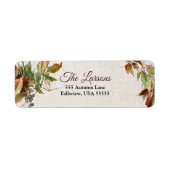 Rustic Autumn Leaves en Linen Etiket (Voorkant)