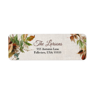 Rustic Autumn Leaves en Linen Etiket
