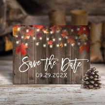 Rustic Autumn Leaves Fall Wedding Save the Date
