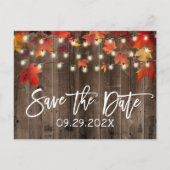 Rustic Autumn Leaves Fall Wedding Save the Date Aankondigingskaart (Voorkant)
