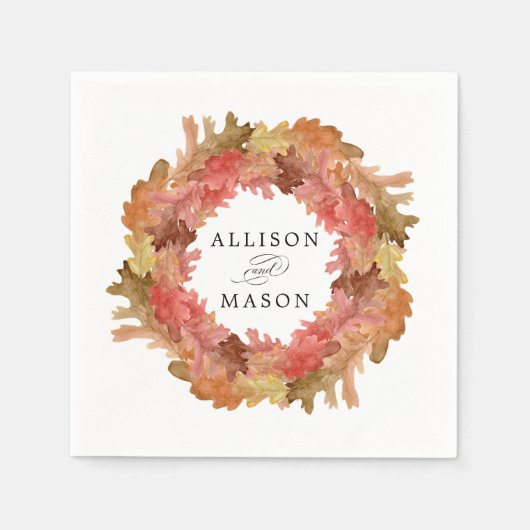 Rustic Autumn Leaves Herfst Wreath Wedding Servet (Voorkant)