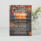 Rustic Autumn Leaves Little Pumpkin Baby shower Kaart (Staand voorkant)