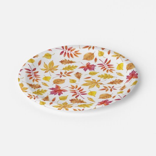 Rustic Autumn Leaves Pattern Thanksgiving Papieren Bordje (Gekanteld)