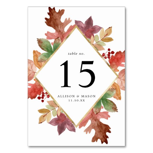 Rustic Autumn Leaves Personalized Wedding Kaart (Voorkant)