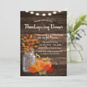 Rustic Autumn Leaves & Pumpkins Thanksgiving Kaart (Staand voorkant)