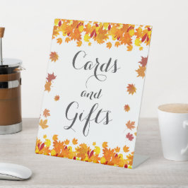 Rustic Autumn Leaves Wedding Cards and Gift Sign Reclamebord Met Voetstuk