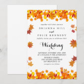 Rustic Autumn Leaves Wedding Kaart (Voorkant / Achterkant)