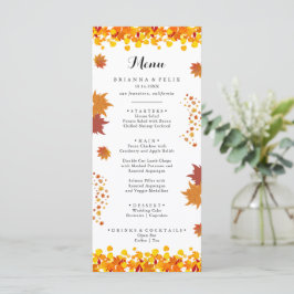 Rustic Autumn Leaves Wedding Menu
