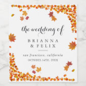 Rustic Autumn Leaves Wedding Wijn Etiket (Enkel label)