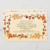 Rustic Autumn Leaves Wreath Wedding Uitnodiging (Voorkant / Achterkant)