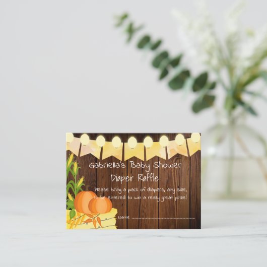 Rustic Autumn Little Pumpkin Diaper Raffle Ticket Informatiekaartje (Staand voorkant)