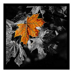 Rustic Autumn Maple Leaf Perfect Poster