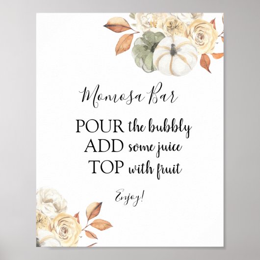 Rustic Autumn Momosa Bar Drink Sign Poster (Voorkant)