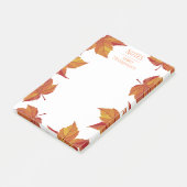Rustic Autumn Oranje bladeren | Gepersonaliseerd Post-it® Notes (Schuin)