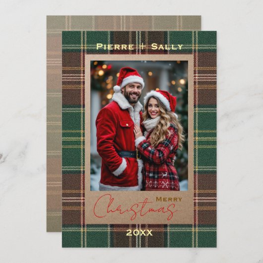 Rustic Autumn Plaid Feestdagenkaart (Voorkant / Achterkant)