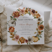 Rustic Autumn Pumpkin Baby shower Kaart